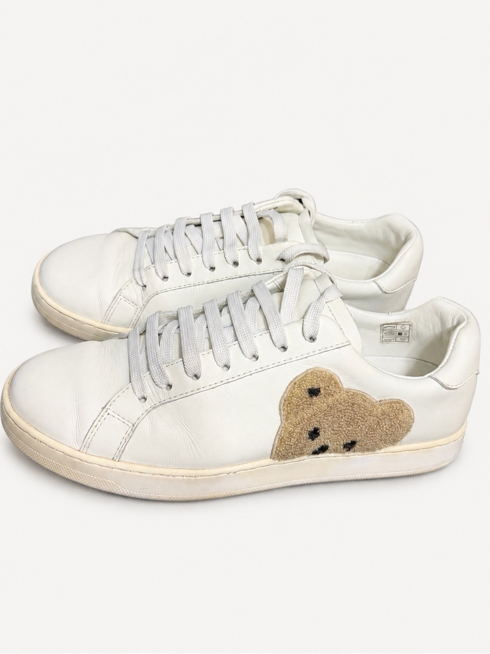 Palm Angels Teddy Bear White Leather Sneakers Size 39